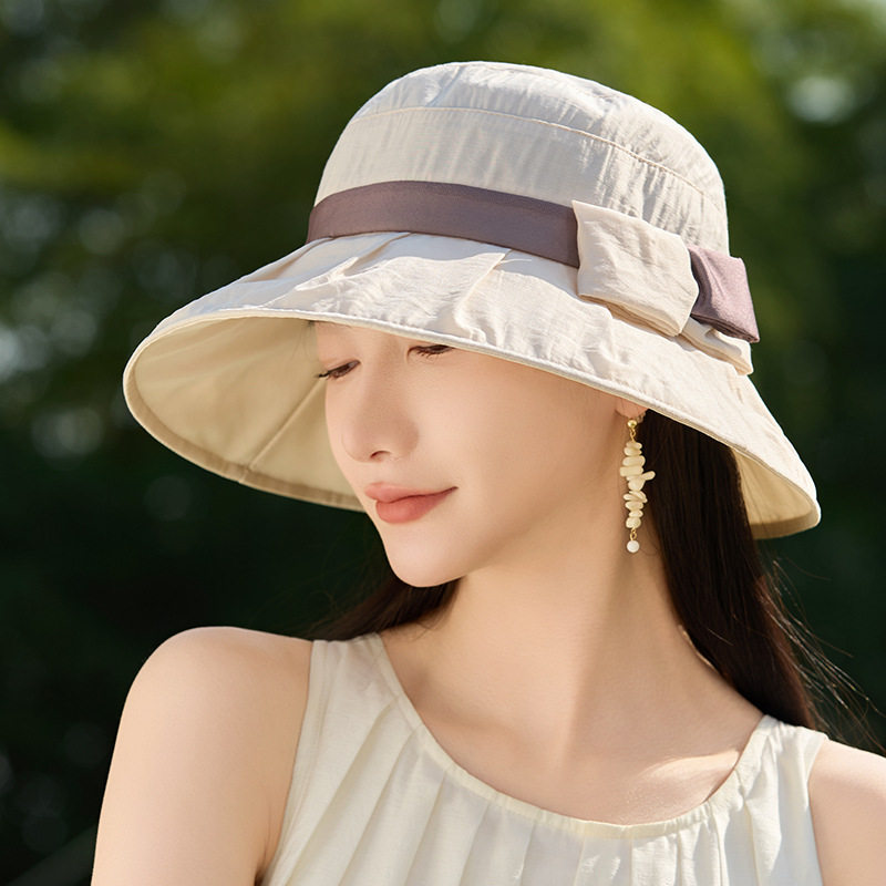 中年妈妈帽子春夏新款纯色简约优雅显气质大沿遮阳防晒太阳冒女