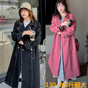 氣質顯瘦風衣女260斤胖mm200寬松中長款 外套 特加大碼 2024春秋韓版