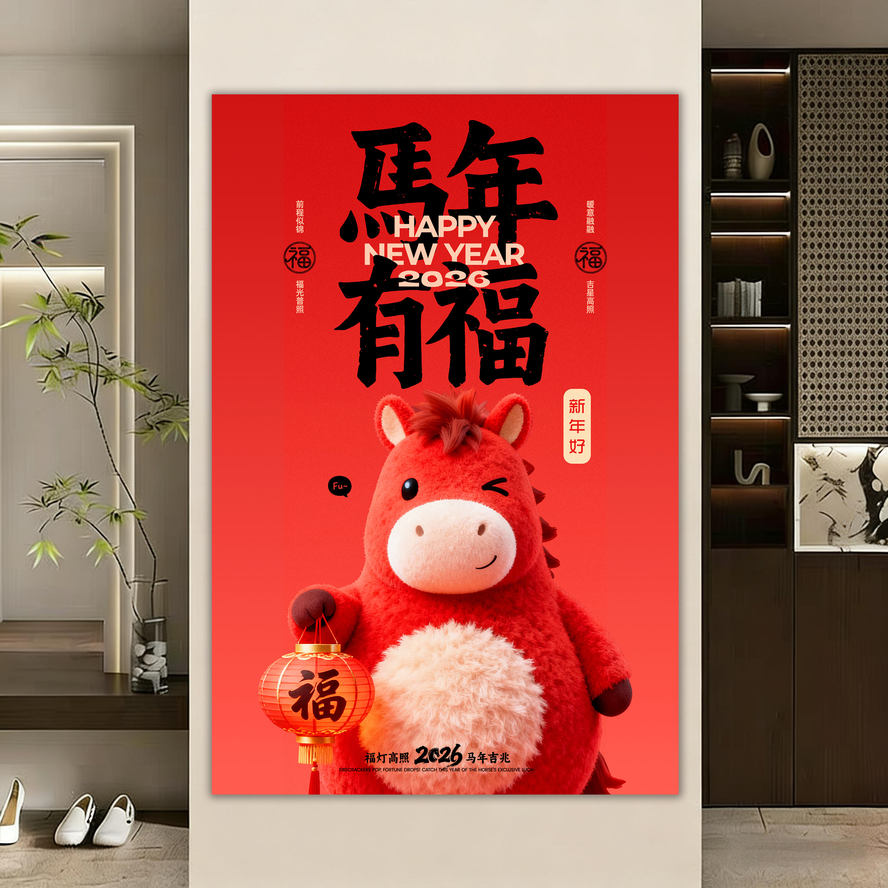 2026马年新年装饰贴纸海报春节过年店铺玄关氛围感墙贴大海报贴画,个性定制/设计服务/DIY,写真/海报印制,淘宝优惠券,粉丝福利购,淘宝优惠卷