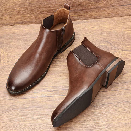 Men's Chelsea Boots Classic Leather Shoes Casual Dress Ankle