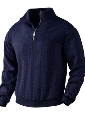 Mens Sweaters Quarter Zip Pullover Long Sleeve Sweatshirt