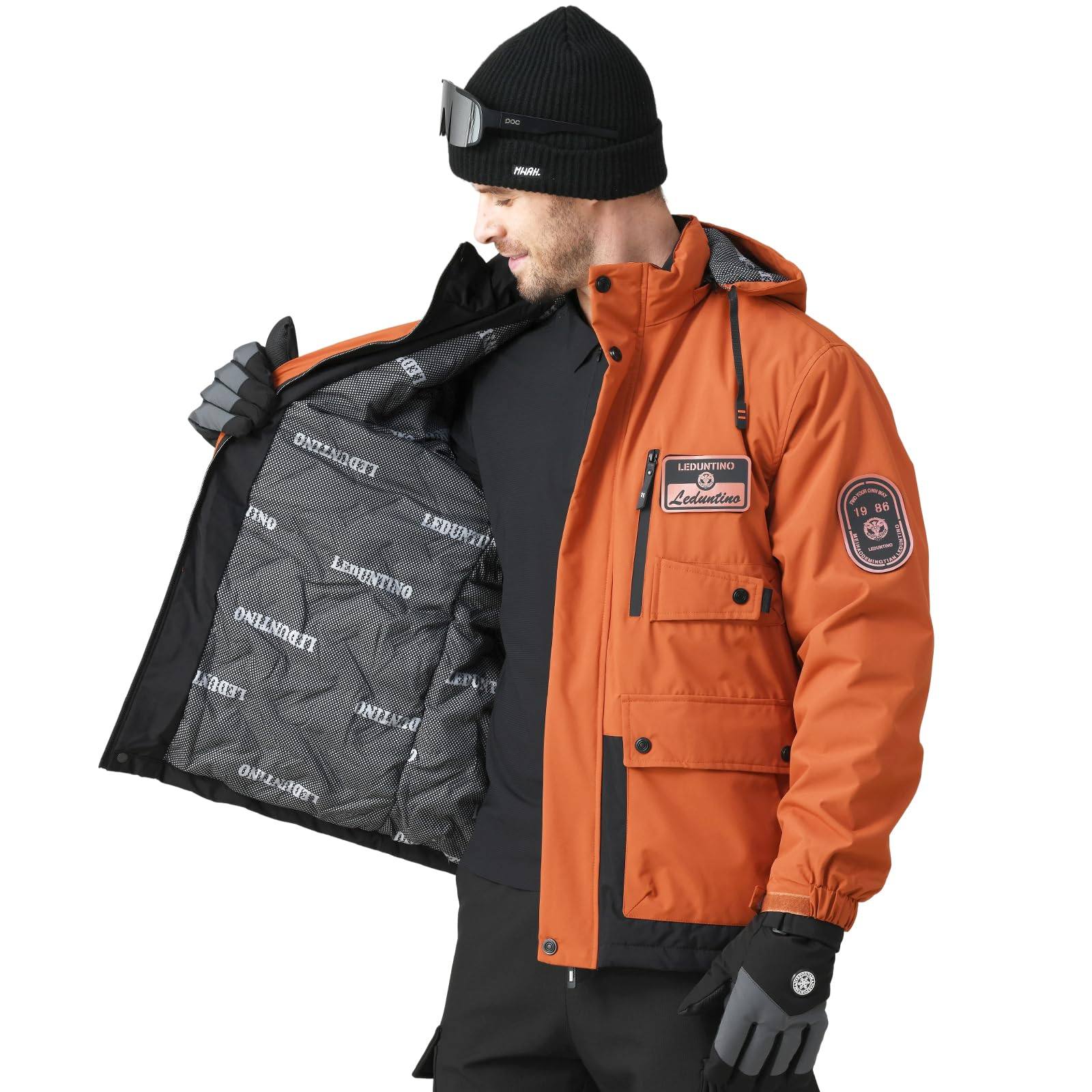Men's Winter Skiing Jacket Water-Resistant Casual Coat Hood图片