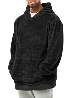 Mens Fuzzy Sherpa Sweatshirts Long Sleeve Winter Hooded 卫衣