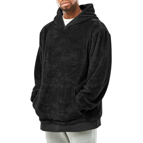 Mens Fuzzy Sherpa Sweatshirts Long Sleeve Winter Hooded 卫衣