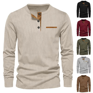Men for Shirt Casual Long Sleeve Pullover Corduroy