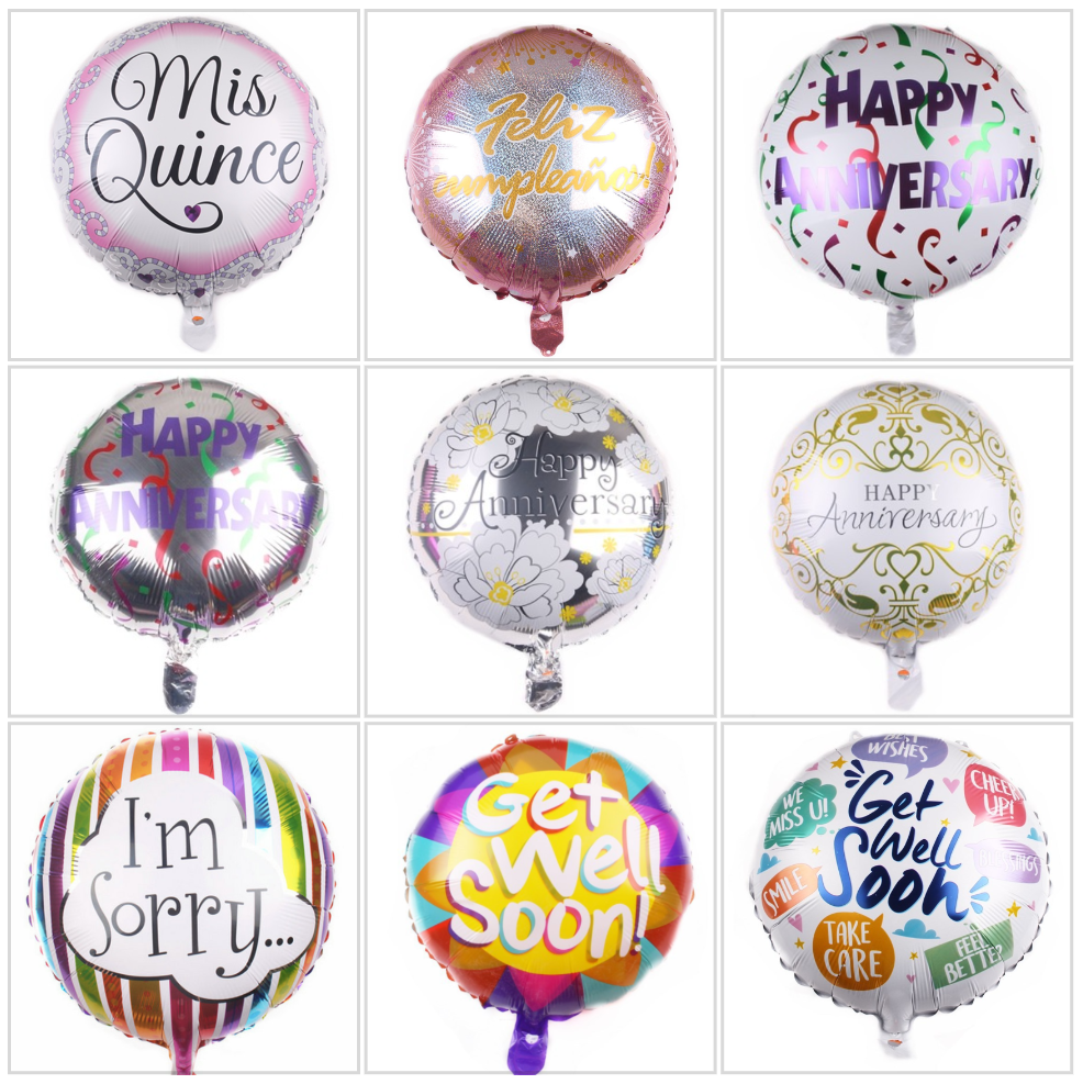热卖西语15岁成人18寸早日康复get well铝箔气球 周年道歉sorry球