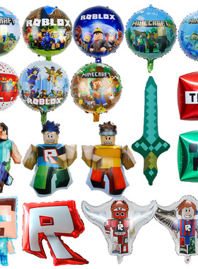 新款圆形我的世界铝膜气球卡通造型气球mincraft派对用气球ROBLOX