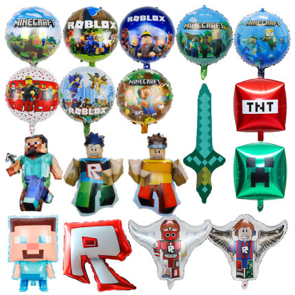 新款圆形我的世界铝膜气球卡通造型气球mincraft派对用气球ROBLOX