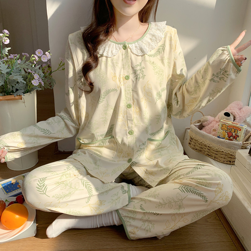 带胸垫月子服可外穿春秋纯棉产后孕妇哺乳睡衣夏季薄款产妇家居服