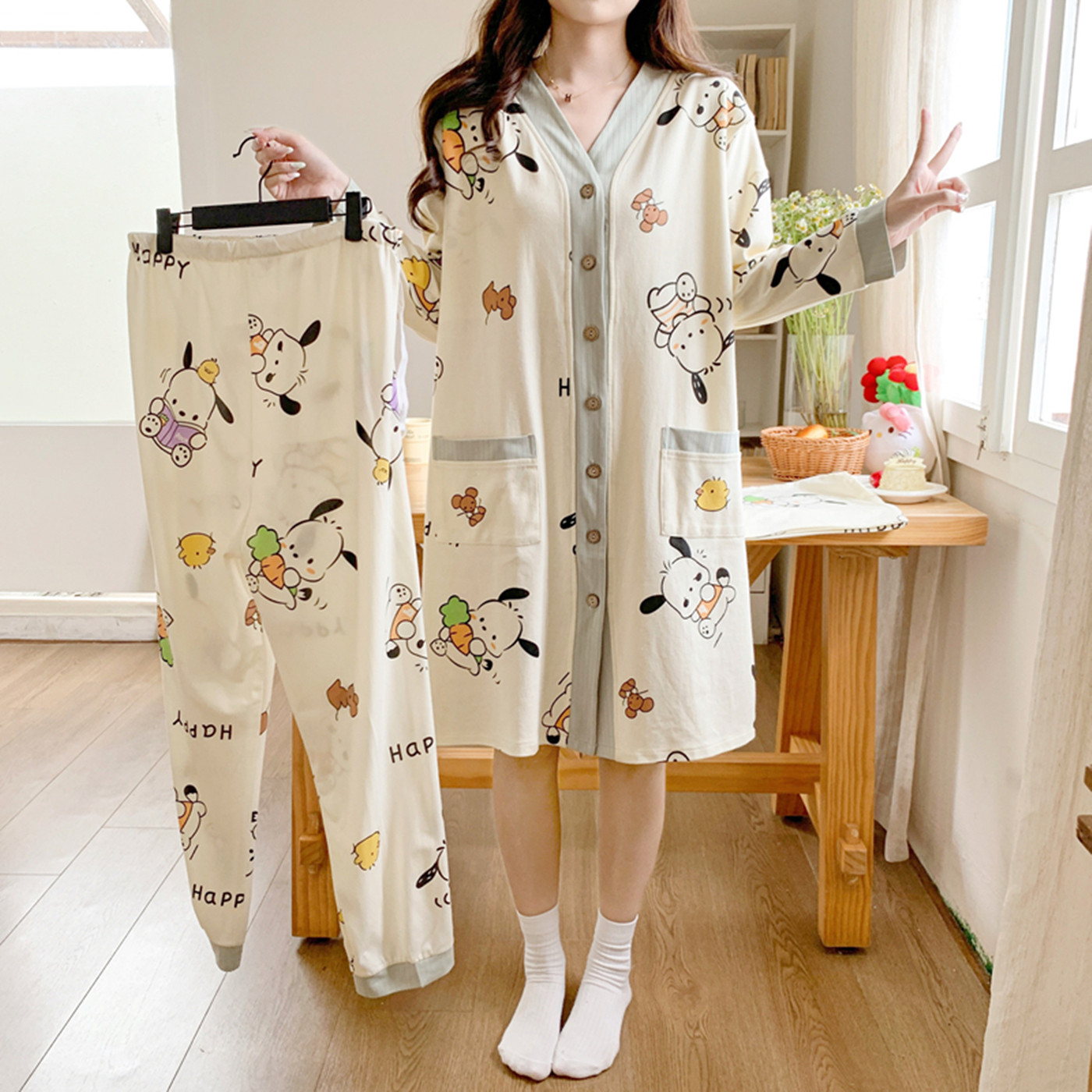 带胸垫月子服纯棉哺乳待产裙夏季