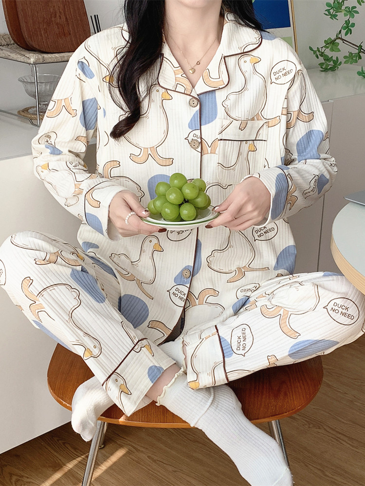 순면 수유복 봄 가을 산모 잠옷 여름용 얇은 산후 땀흡수 통기성 수유복 및 수유복