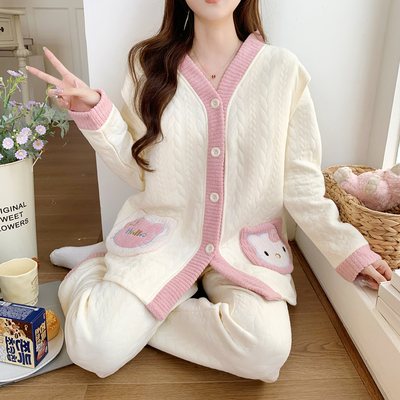 秋冬带胸垫空气棉月子服纯棉哺乳