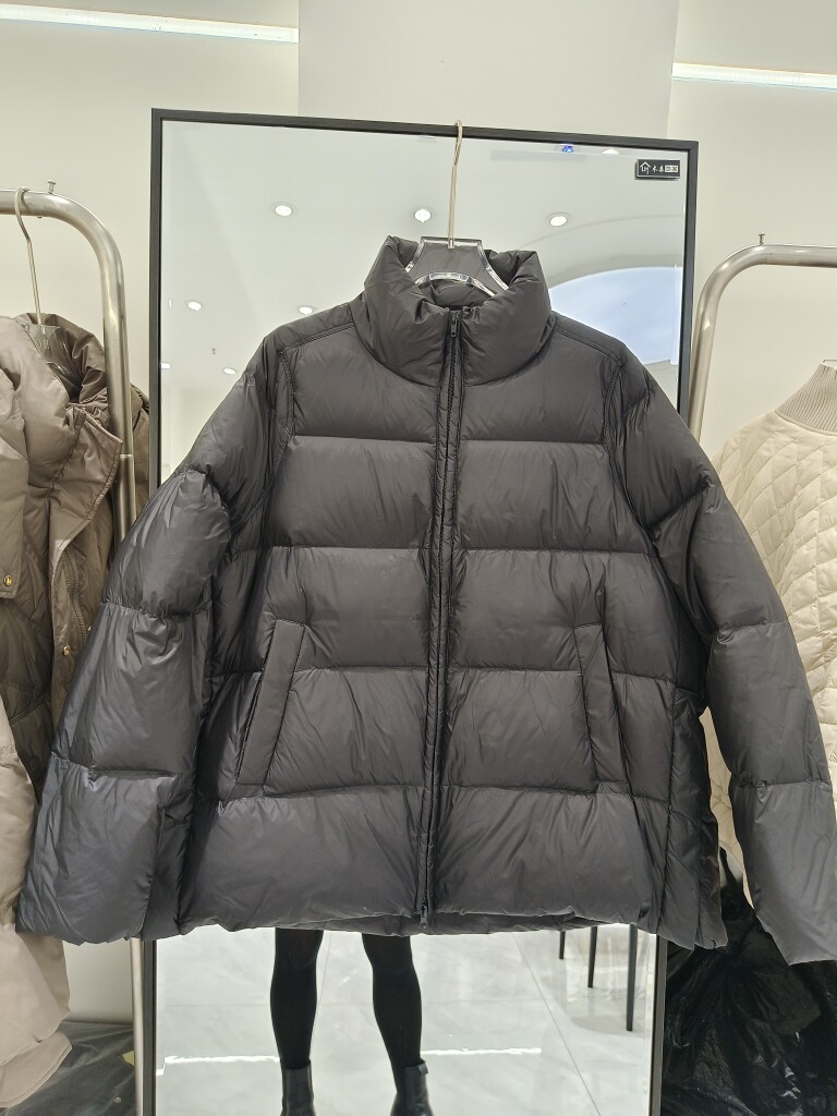 2023江南冬新款羽绒服女中长款90白鸭绒立领加厚简约面包服外套潮