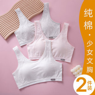 发育期少女内衣纯棉运动防震文胸学生薄款 初中生高中固定杯小背心