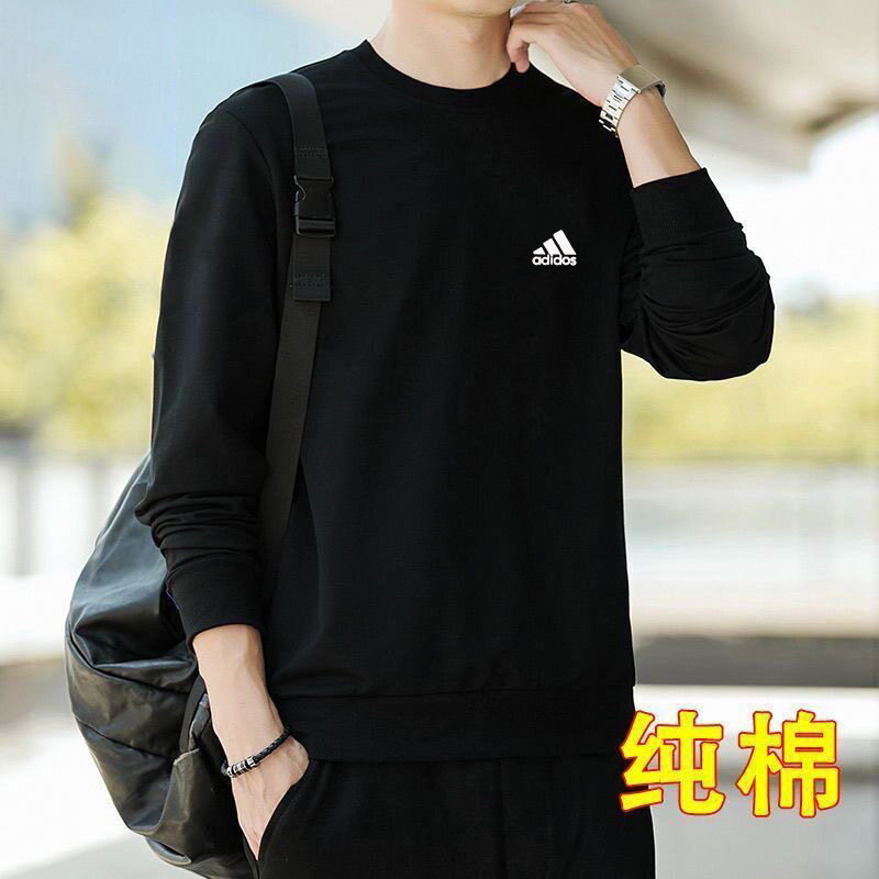 男士纯棉秋冬季大码卫衣圆领加绒男士打底衫加厚卫衣时尚百搭