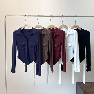 2024秋季新款韩版修身翻领衬衫