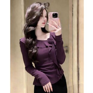 褶皱收腰显瘦上衣 设计感别致独特高级立体花朵长袖 2026春秋季 爆款