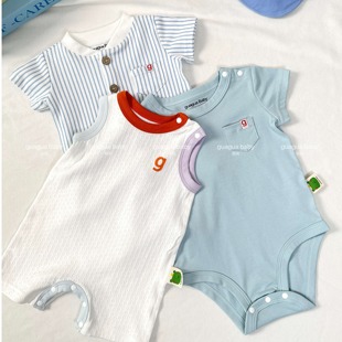 3件套男宝夏季短袖包屁衣连体衣呱呱家夏季男宝短袖爬服3件组