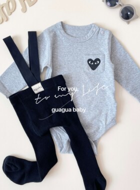 爱心纯色包屁衣肩开款新生婴儿连体衣春秋A类无骨哈衣