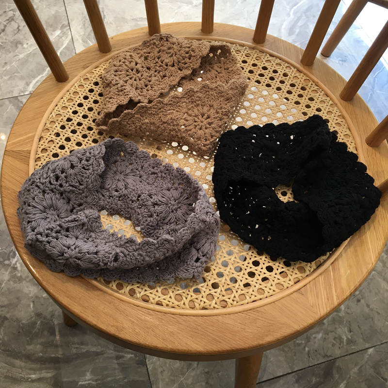 欧美风针织镂空纯色护耳头套发带