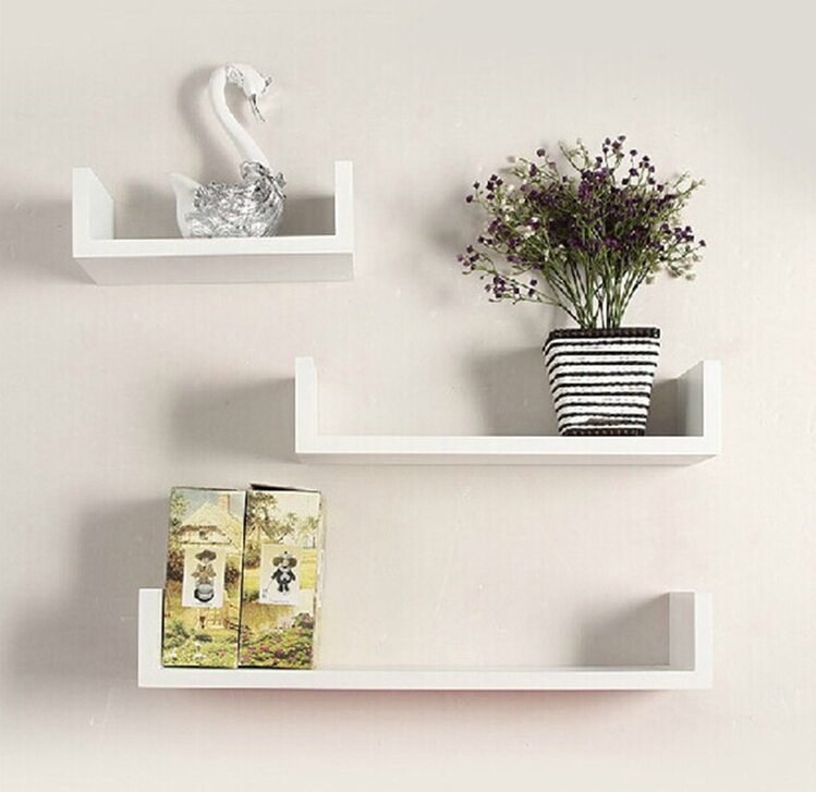 特价U型隔板三件套儿童简易书架墙上置物架宿舍厨房客厅装饰搁板