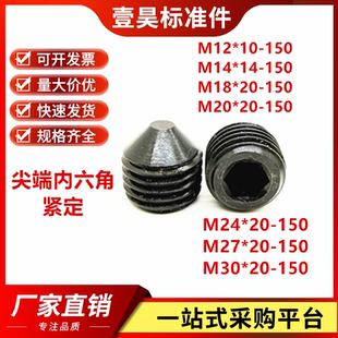12.9级高强度尖端内六角紧定螺钉机米螺丝尖头M14M16M20M24M27M30