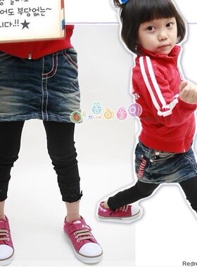 韩国B2百搭漂亮黑色蝴蝶结蕾丝边打底裤/裤子/长裤 童