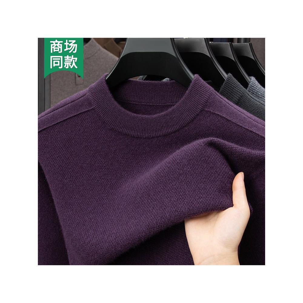 鄂尔多斯市100%纯山羊绒男士圆领秋冬加厚中老年针织打底羊毛衫男