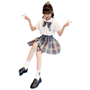女童连衣裙夏装洋气儿童公主裙子夏季jk制服套装学院风网红中大童