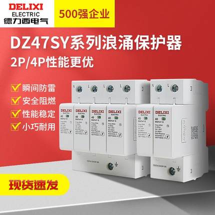 浪涌保护器DZ47SY防雷电涌开关2p家用4p避雷器20KA 40KA