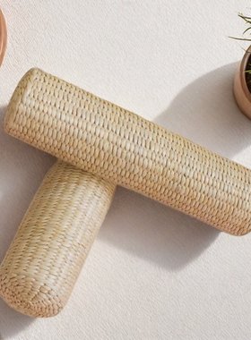 天然蒲草手工编制圆形颈椎枕头吸汗舒适安眠养生保健枕