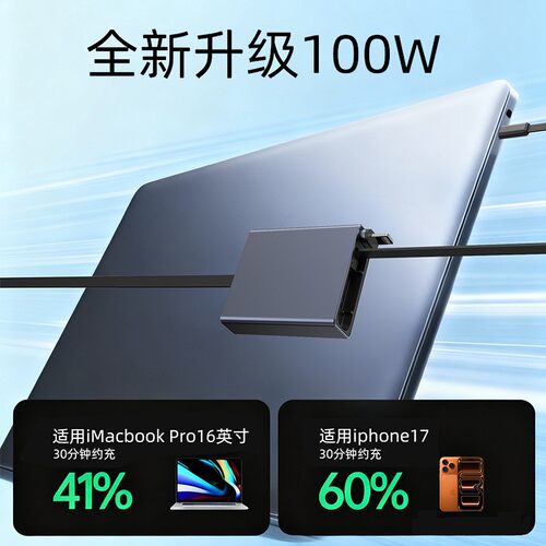 PD100W新款Type-C超级快充适用苹果华为OPPO小米vivo车载单拉伸缩快充线