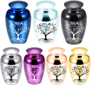 生命树图案防潮骨灰罐子 45mm小型纪念宠物骨灰盒 速卖通新品