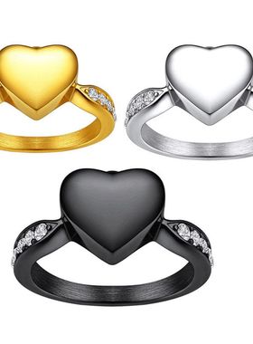 亚马逊新品心形骨灰盒铸造戒指 可打开 男女纪念亲人宠物骨灰戒指