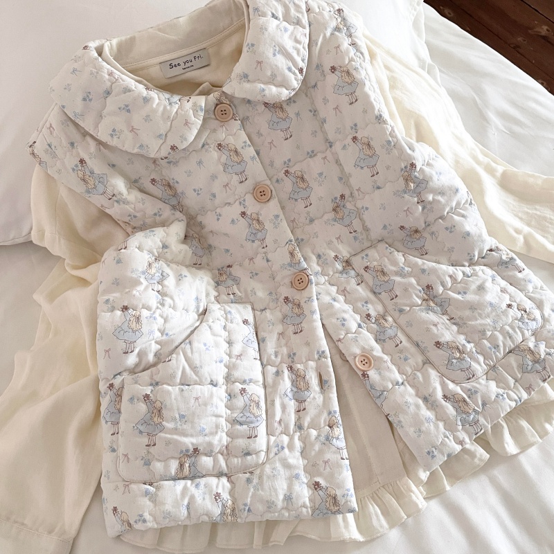 侘町小熊马甲2025新款冬季保暖空气夹棉女款卡通睡衣可外穿家居服