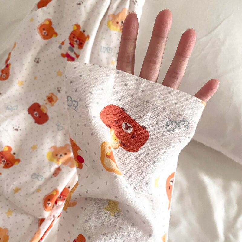 侘町睡衣女2025新款纯棉长袖休闲波点轻松熊卡通可外穿秋冬家居服