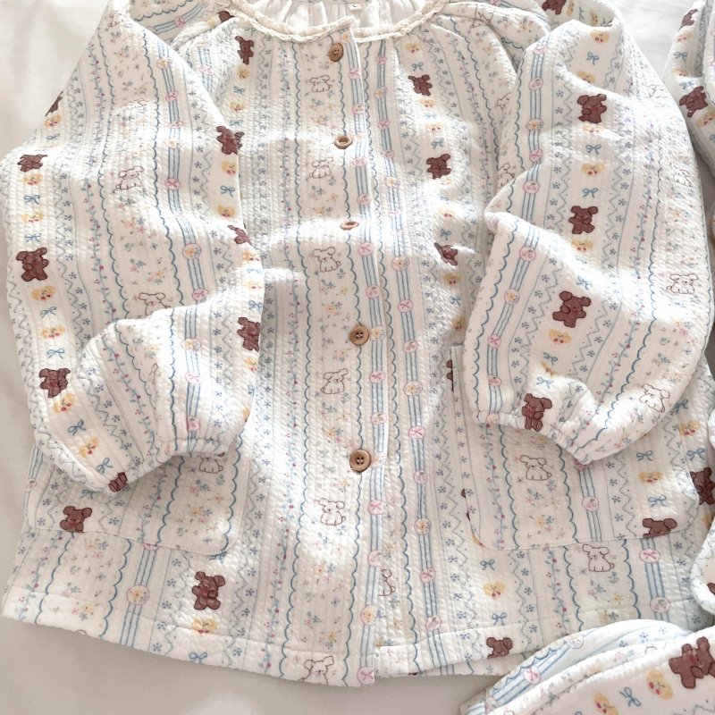 侘町Q萌蝴蝶结小熊2025家居服新款秋冬卡通睡衣女款夹棉休闲套装,女士内衣/男士内衣/家居服,睡衣/家居服套装,淘宝优惠券,粉丝福利购,淘宝优惠卷