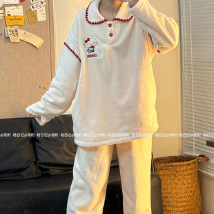 花花kitty果粒绒睡衣女秋冬款 侘町2024年新款 保暖加绒加厚家居服