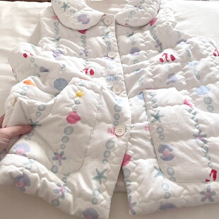 侘町泡泡小鱼冬季2025睡衣新款休闲空气夹棉背心加厚可外穿女马甲