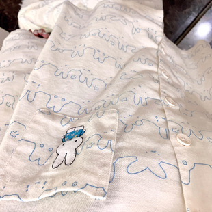 睡衣女纯棉磨毛可外穿家居服 淡蓝表情米菲长袖 侘町2025春秋季 新款