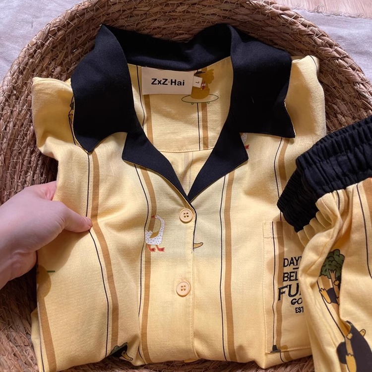 侘町动物派对纯棉长袖睡衣女款春秋2025新款家居服休闲可外穿套装