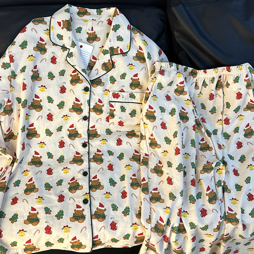 侘町少女纯棉圣诞熊可爱休闲外穿