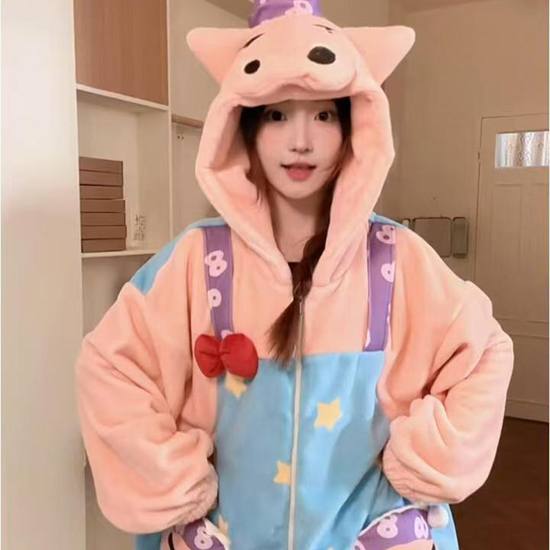 侘町2025新款秋连体背带肥嘟嘟左卫门加厚法兰绒冬季睡衣女家居服