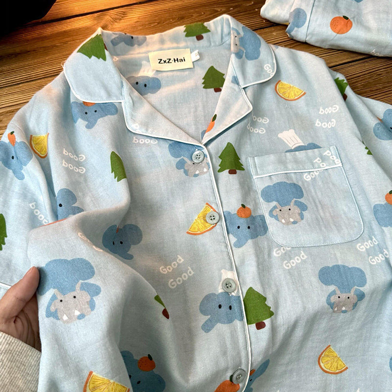 侘町2025新款GOOD大象纯棉短袖睡衣女夏天可外穿卡通家居服套装,女士内衣/男士内衣/家居服,睡衣/家居服套装,淘宝优惠券,粉丝福利购,淘宝优惠卷