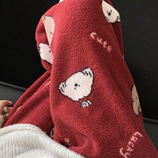 侘町2025新款红底礼貌狗雪粒绒加厚长裤宽口柔软舒适家居裤暖呼呼