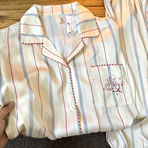 侘町2025年新款丘比特之箭冰丝短袖睡衣三件套女夏卡通家居服套装