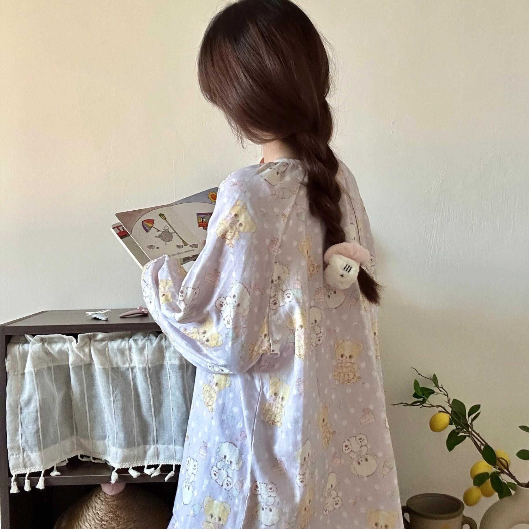 侘町2025家居服新款纯棉奶油小熊长袖睡衣少女卡通猫咪春秋季套装,女士内衣/男士内衣/家居服,睡衣/家居服套装,淘宝优惠券,粉丝福利购,淘宝优惠卷