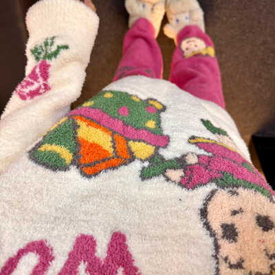 侘町2025新款原田治半边绒开衫睡衣少女秋冬款保暖加绒冬季家居服