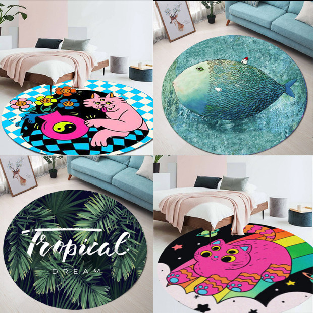 衣帽间吊篮床边北欧ins风客厅圆形地毯卧室少女轻奢电脑椅地垫,居家布艺,地毯,淘宝优惠券,粉丝福利购,淘宝优惠卷