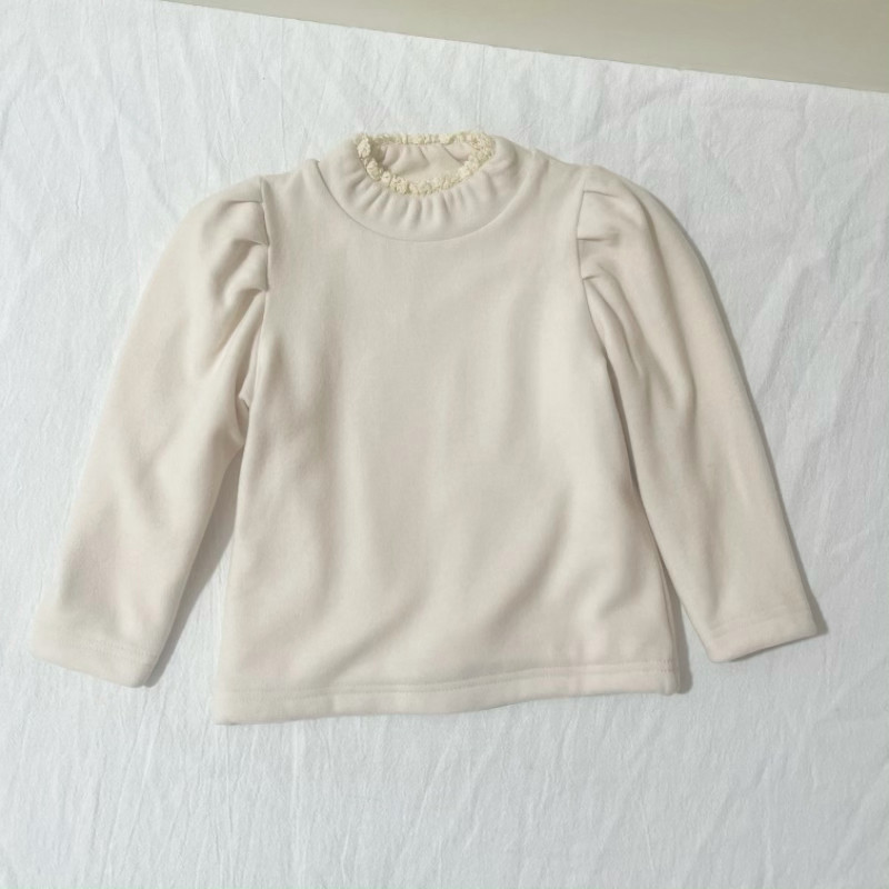 安系列品牌折扣女童秋冬新款花边半高领上衣女小童加绒贴身打底衫